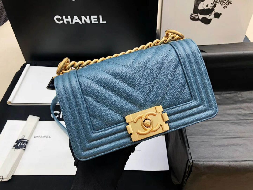 CC 2018ss Limited Edition Blue Leather le boy Shoulder Bags Women Bags