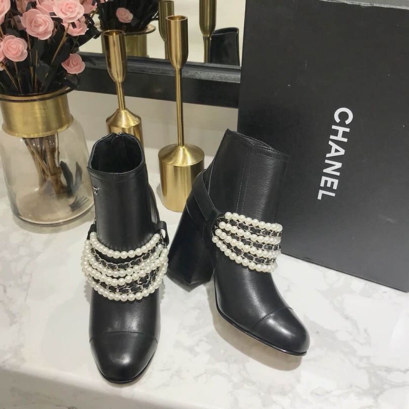 CC 2018FW Chain Ankle Boots 9cm Women Shoes