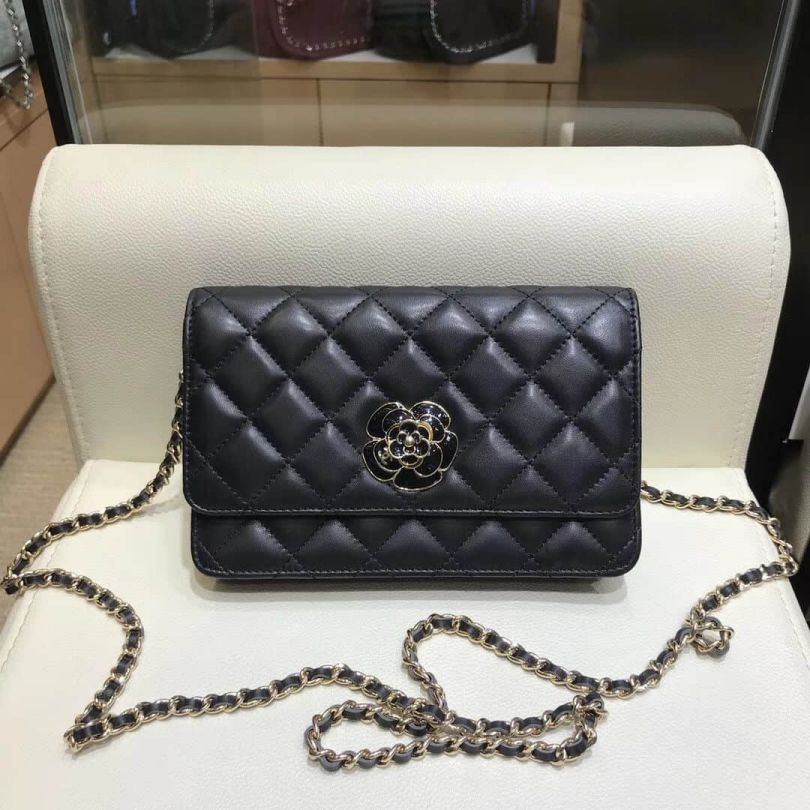 CC 80015 18FW Chain Soft Leather Woc Chain Shoulder Bags Women Bags