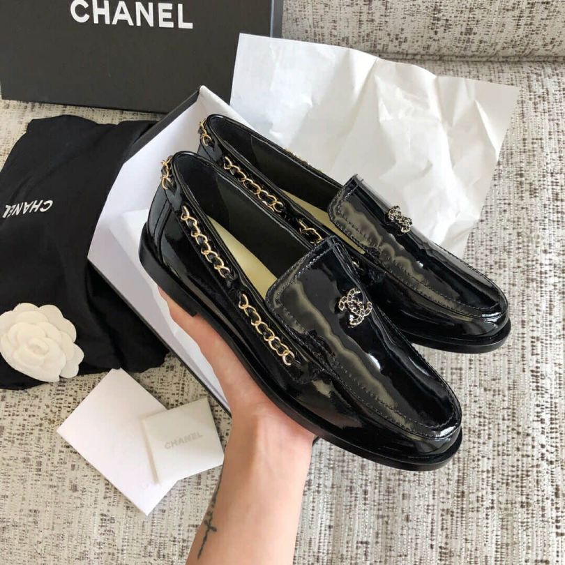 CC 2018ss Classic CC LOGO Gold Buckle Loafers Women Shoes