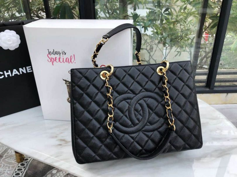 CC GST Vintage Black Gold Buckle Tote Bags Women Bags