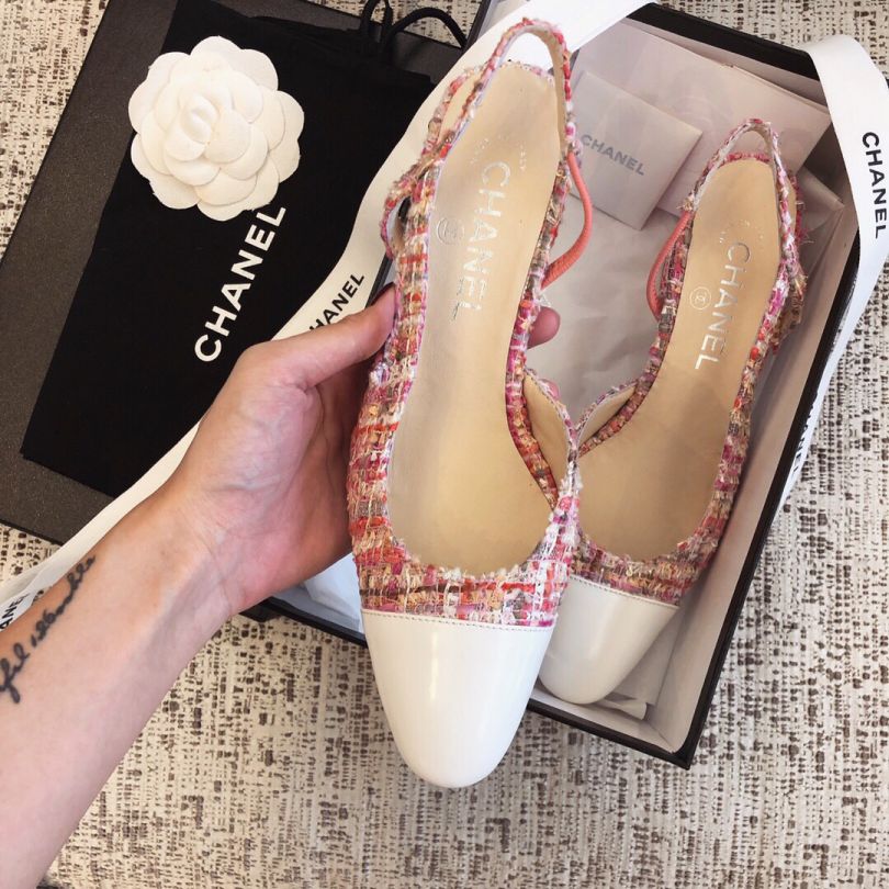 CC 2019 tweed Heel Women Shoes