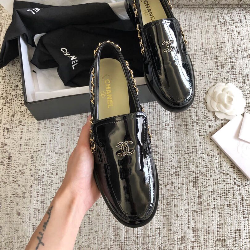 CC 2018ss Classic CC LOGO Gold Buckle Loafers Women Shoes