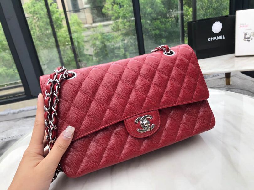 CC CF25 Medium Red Silver Buckle Crossbody Shoulder Bags Women Bags