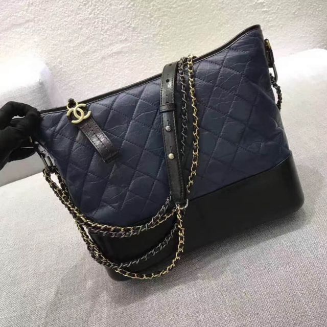 CC Navy Black Vintage Leather GABRIELLE Large Shoulder Bags Women Bags