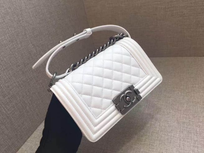 CC Leboy Vintage Silver Buckle Soft Leather Crossbody White 20cm Shoulder Bags Women Bags