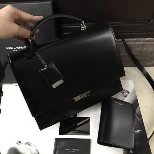 YSL Medium BABYLONE Black Leather 484504 Tote Bags