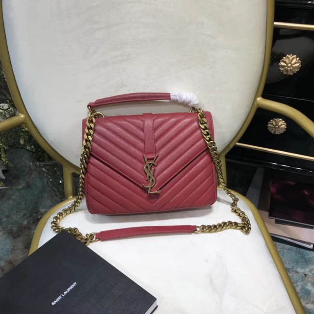 YSL/SLP Classic Medium MONOGRAM COLLèGE Red 428056 Shoulder Bags