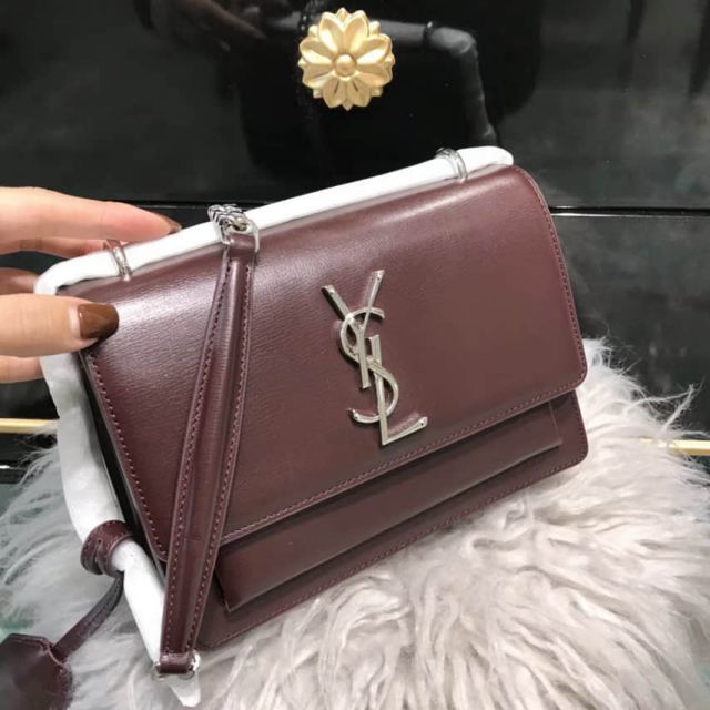 YSL/SLP Leather 441972 Wine Red Shoulder Bags