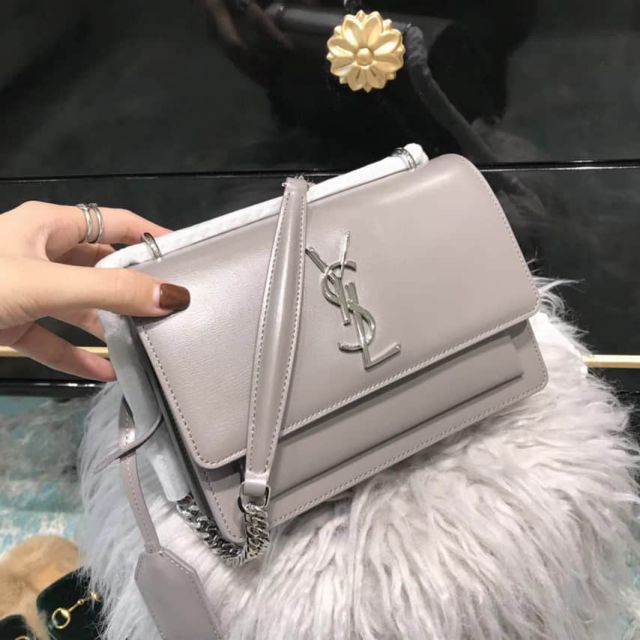 YSL/SLP Leather 441972 Grey Shoulder Bags