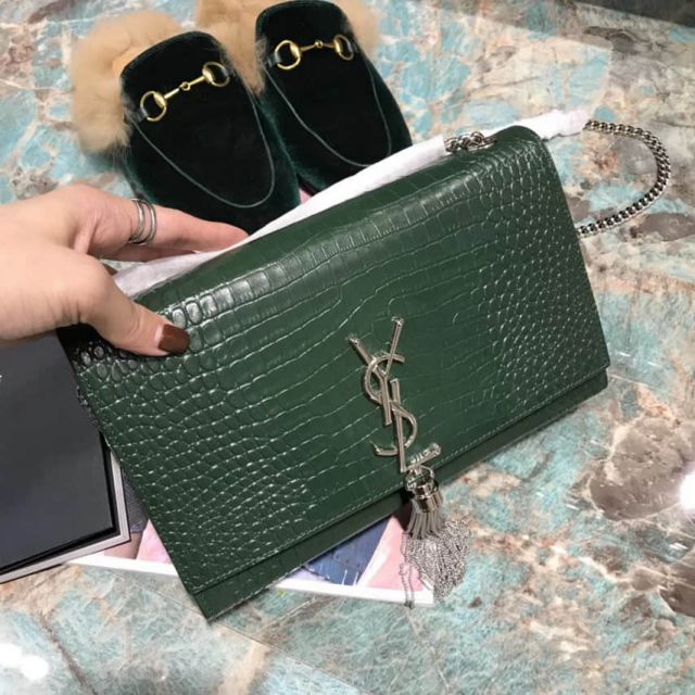 YSL/SLP Green Medium KATE Tassel Crossbody 354119 Shoulder Bags