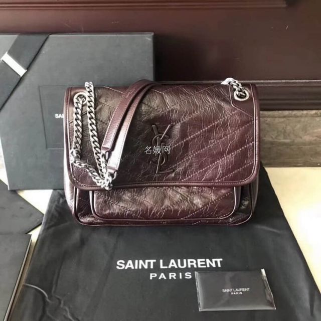 YSL Medium niki Vintage Bag on Chain 4988940 Wine Red Shoulder Bags