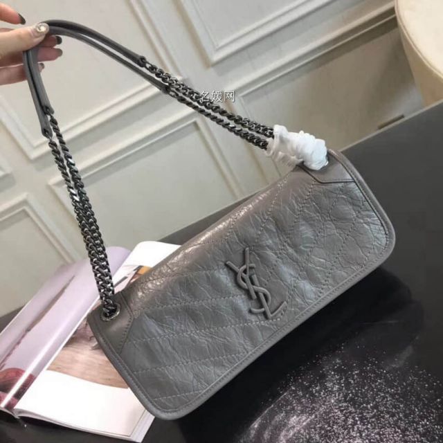 YSL NIKI small Leather 504865 Grey Shoulder Bags