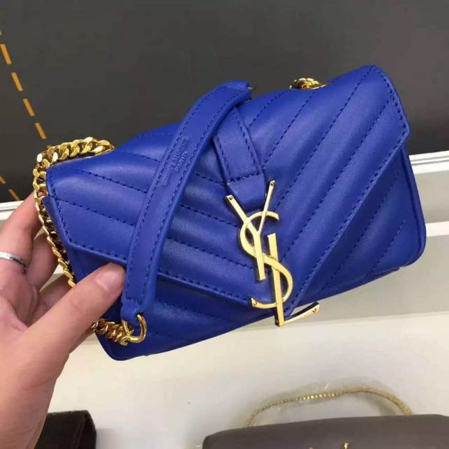 YSL Women Bag on Chain Blue Shoulder Bags