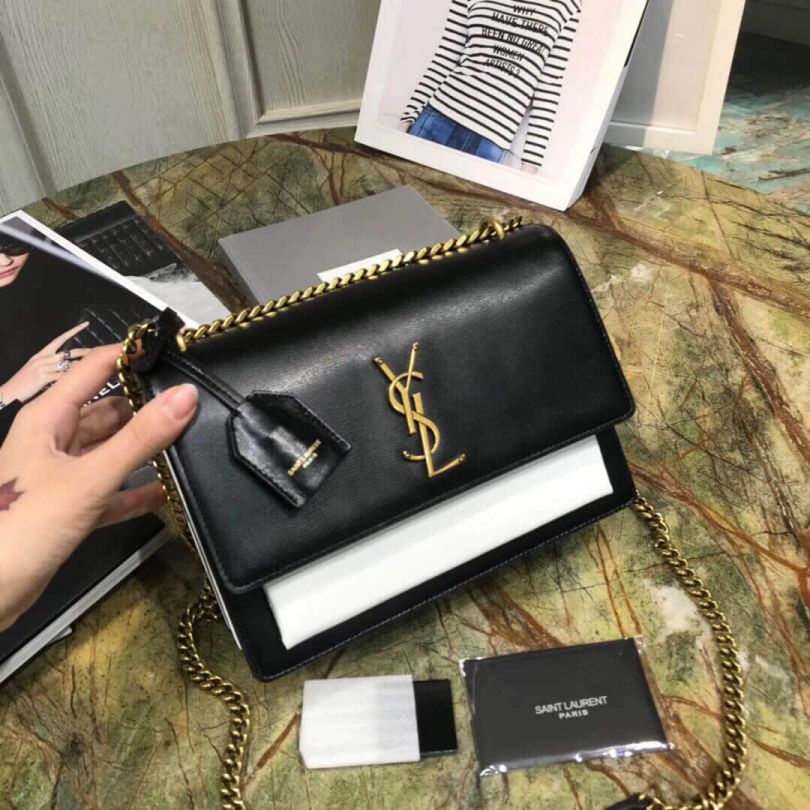 YSL 2018ss Black&White sunset mini bag Bag on Chain 442906 Shoulder Bags