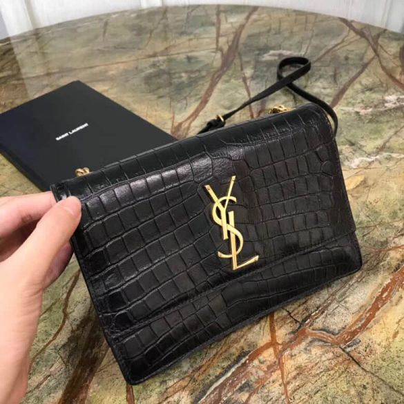 YSL SUNSET Small Crocodile Pattern Flap 515822 Shoulder Bags