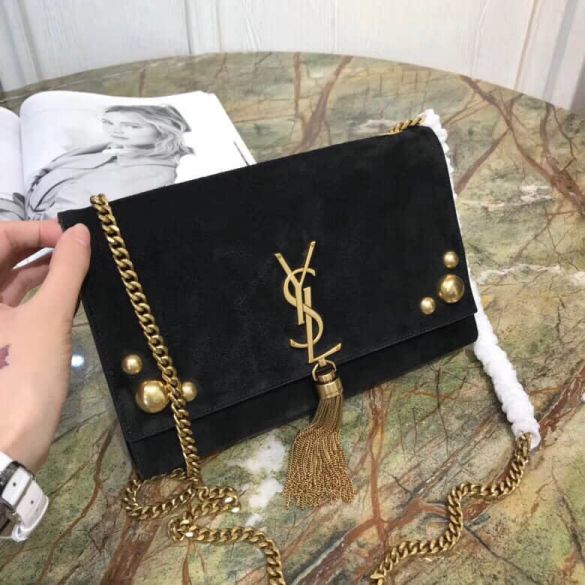 YSL KATE Medium Black Tassel Bag on Chain 356095 Shoulder Bags