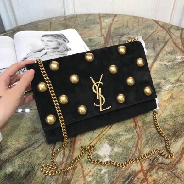 YSL KATE Medium Brown Black Bag on Chain 364051 Shoulder Bags