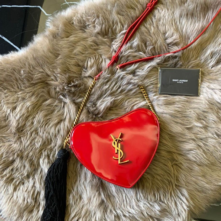 YSL CŒUR Red Patent Bag on Chain 540694 Shoulder Bags