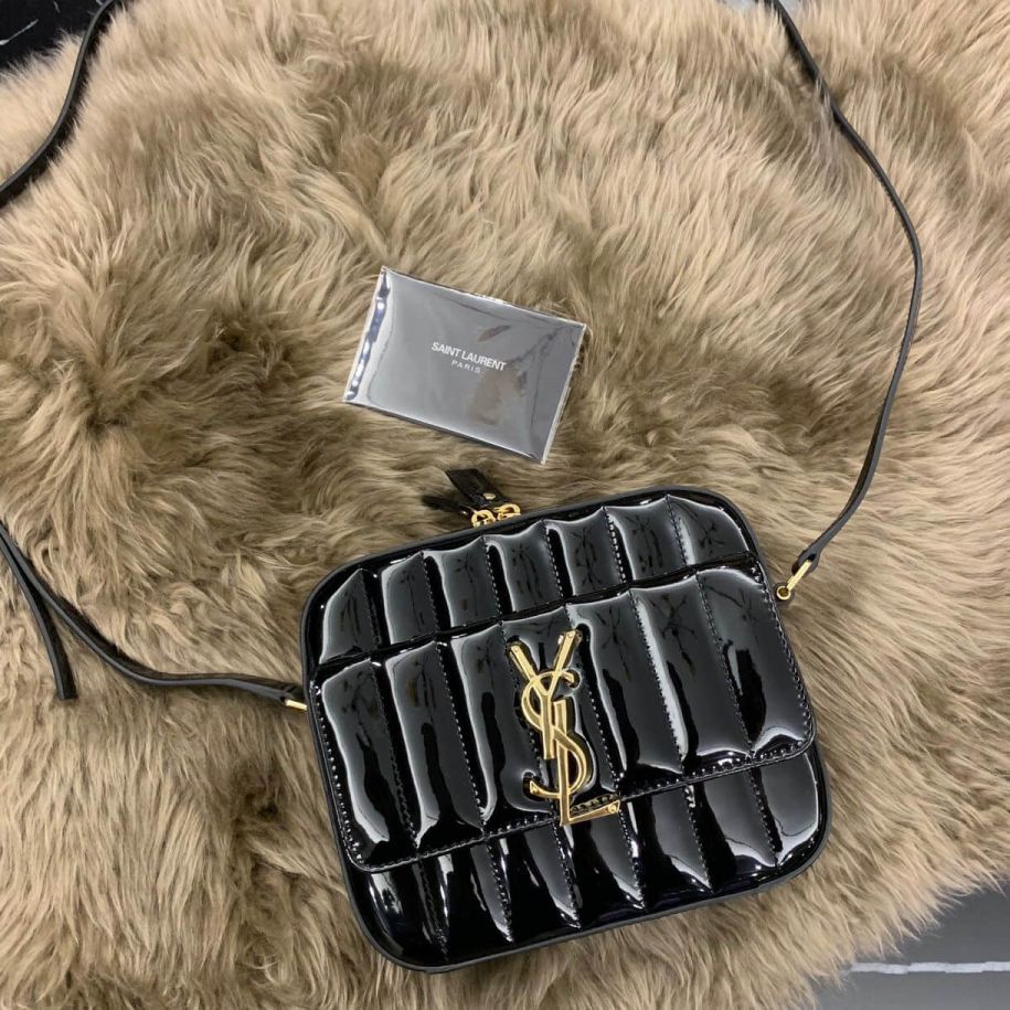 YSL VICKY Patent Camera Bag 555052 Shoulder Bags