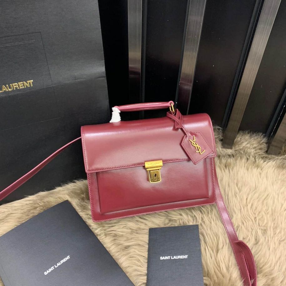 YSL High School Bag 392264 Burgundy Tote Bags