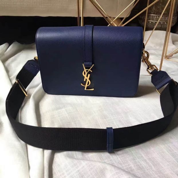 YSL MONOGRAM UNIVERSITE Medium Blue Leather 416652 Shoulder Bags