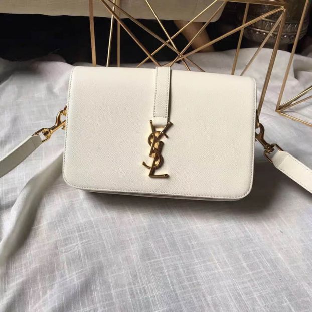 YSL MONOGRAM UNIVERSITE Medium White Leather 416652 Shoulder Bags