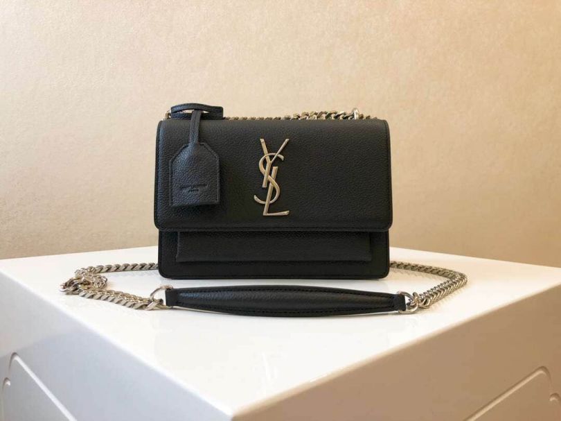 YSL Small SUNSET MONOGRAM Leather 441972 Black Shoulder Bags