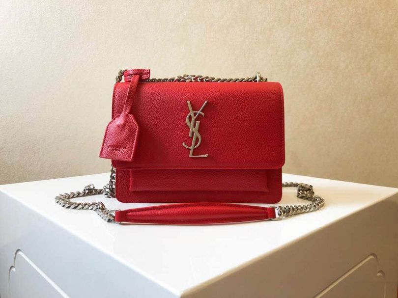 YSL Small SUNSET MONOGRAM Leather 441972 Red Shoulder Bags