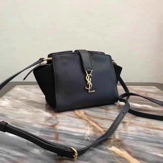 YSL Toy CABAS Black Leather mini Hobo Shoulder Bags