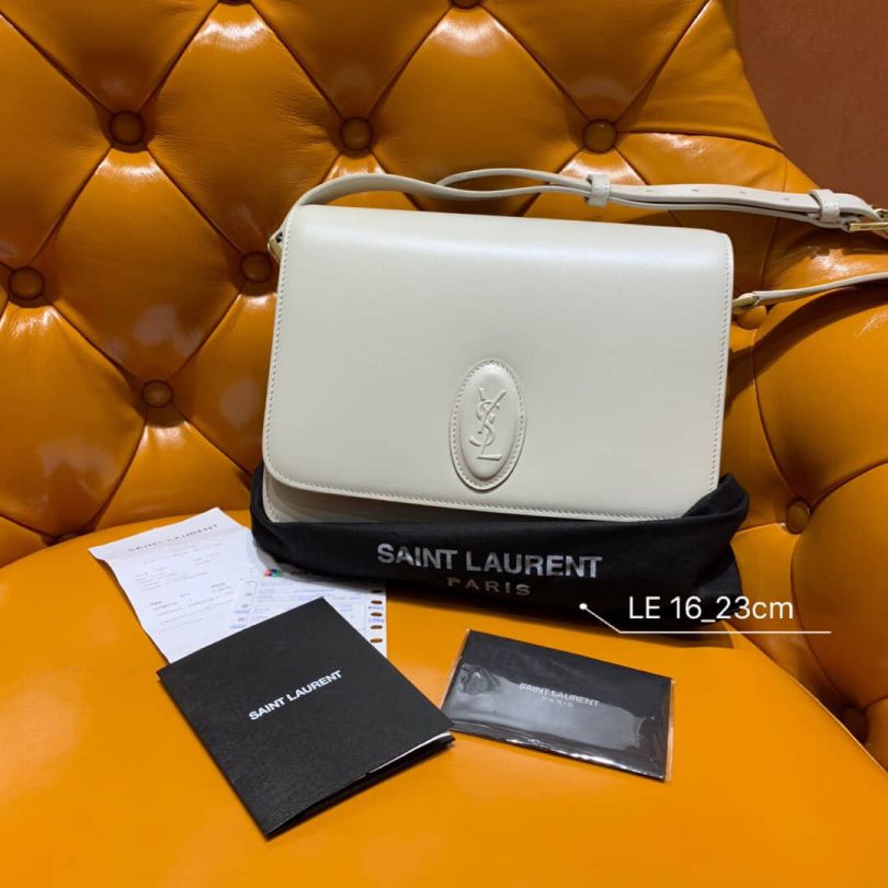 YSL 2019 LE 61 White Medium Saddle 568568 Shoulder Bags