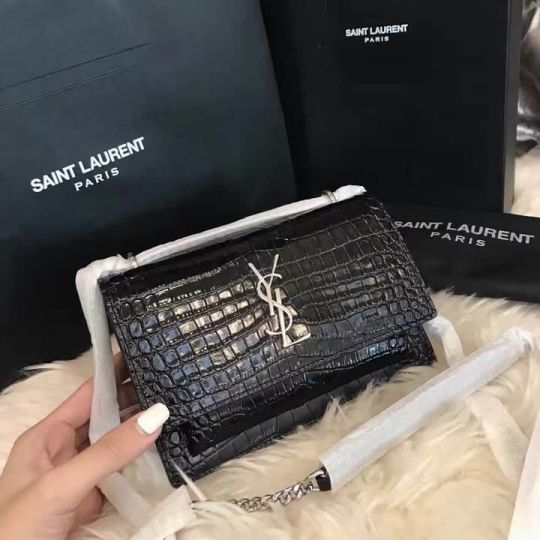 YSL sunset 17cm mini Crossbody Bag 452157 Black Shoulder Bags