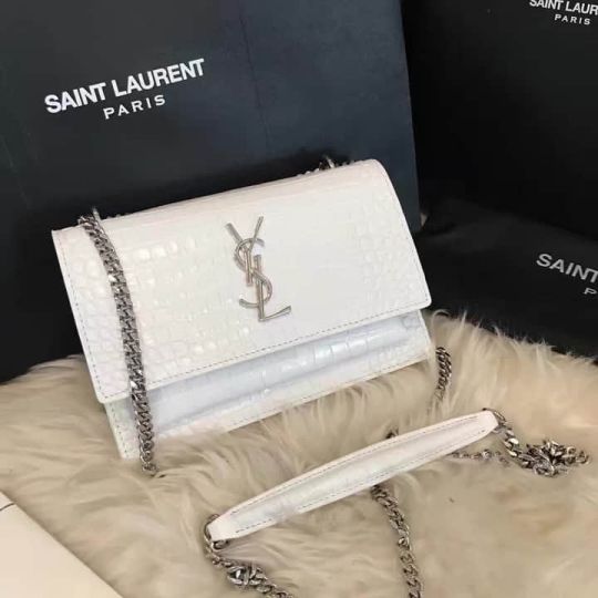 YSL sunset 17cm mini Crossbody Bag 452157 White Shoulder Bags