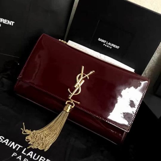 YSL Tassel Patent 24cm 354119 Patent Clutch Bags