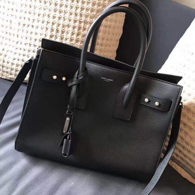 YSL Black Leather SAC DE JOUR 464960 Tote Bags