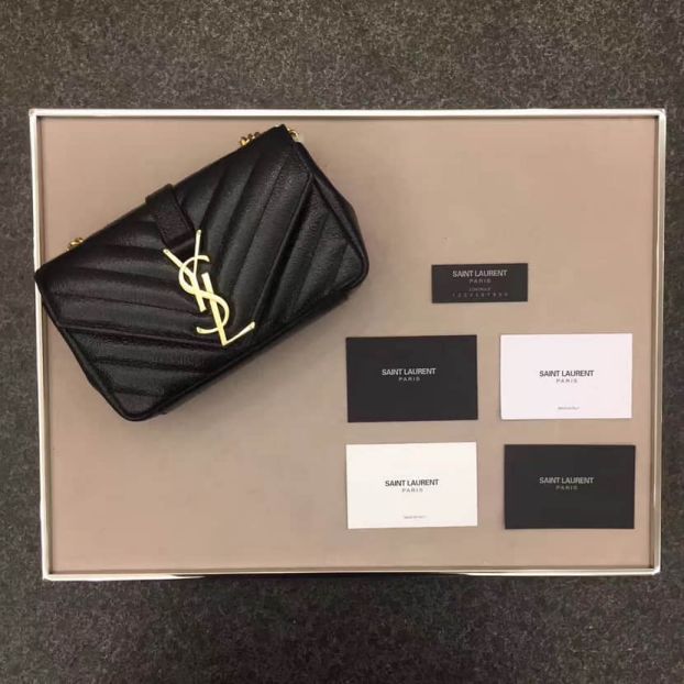 YSL Black Gold Logo Bag on Chain 399289Z Shoulder Bags