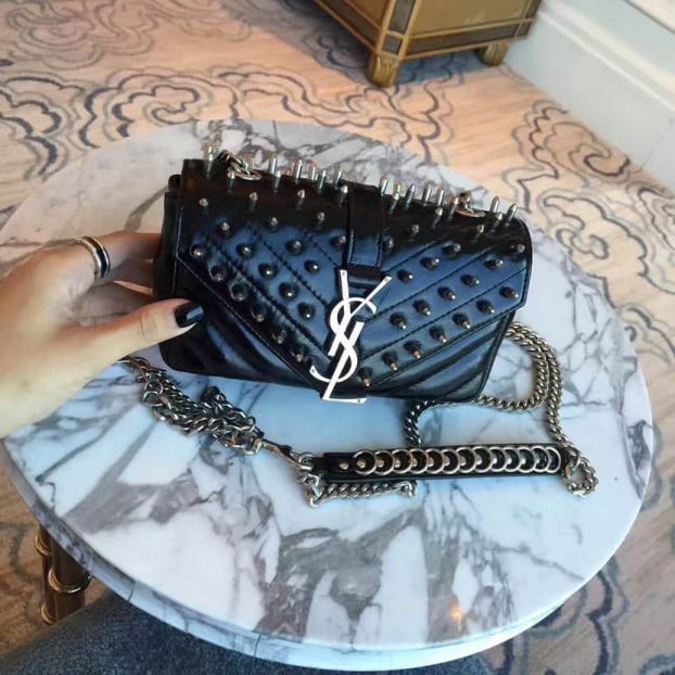 YSL Black Rivet Bag on Chain 399289 Shoulder Bags