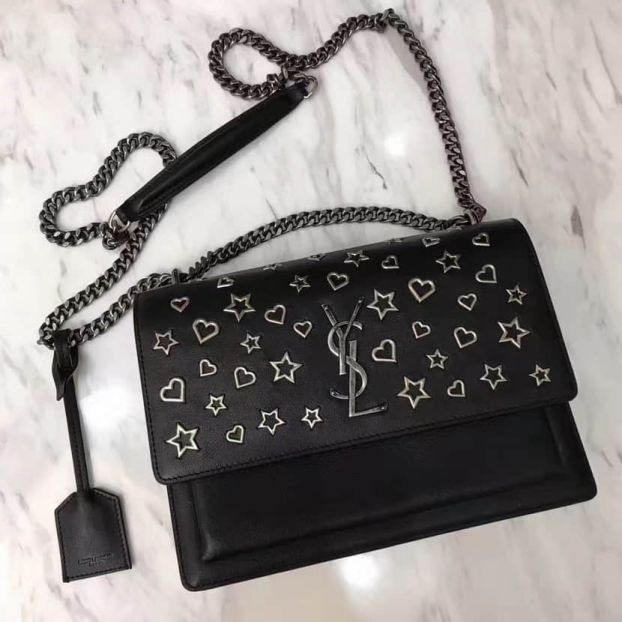 YSL Medium SUNSET MONOGRAM Black Rivet 470426 Shoulder Bags