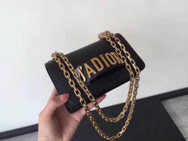 CD 18 JACD MINI WOC LEATHER CHAIN BAGS BLACK