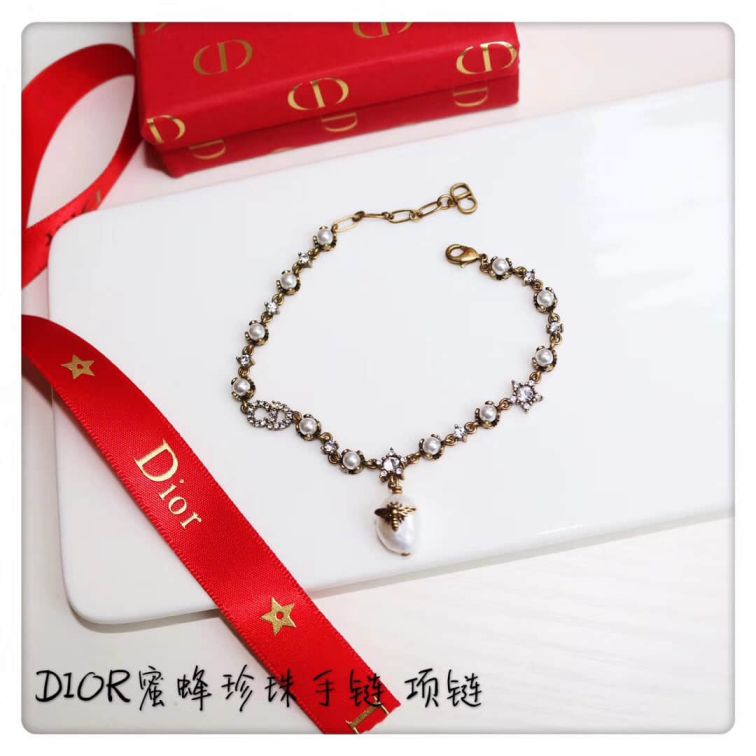 CD 2018 PEARL BEE STAR FULL DIAMONDS BRACELETS NECKLACE