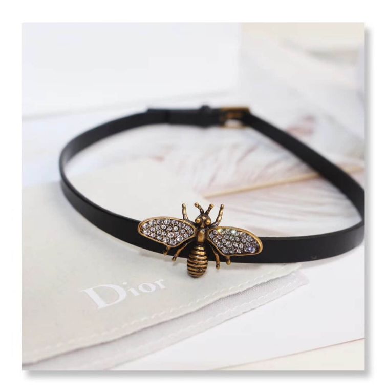 18 CD BEE BLACK LEATHER NECKLACE BRACELETS