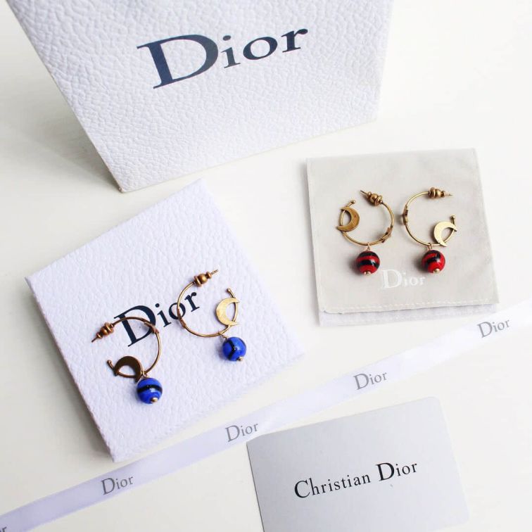 CD MOON STAR EARRINGS BLUE RED