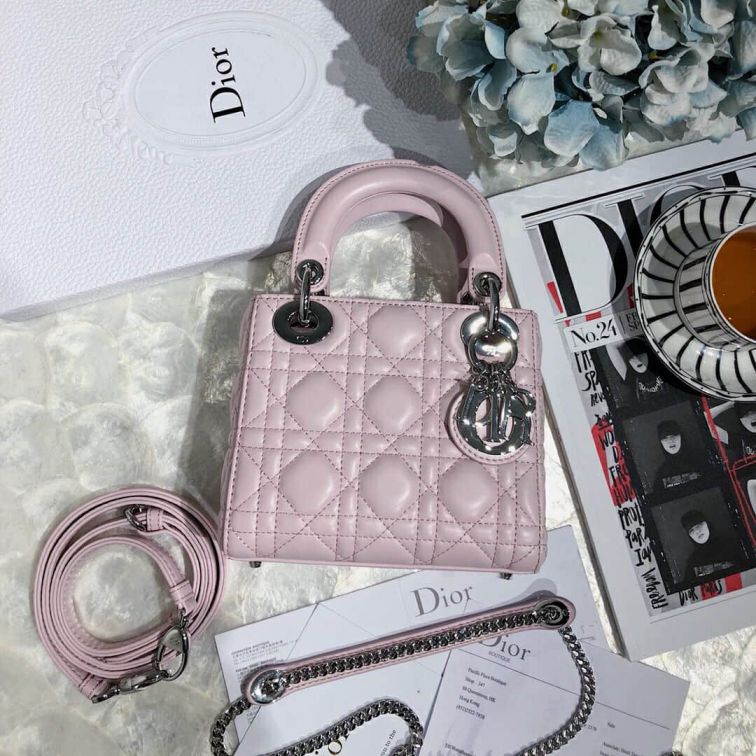 CD MINI LADY CLASSIC PINK 3# LADY BAGS 17CM SILVER