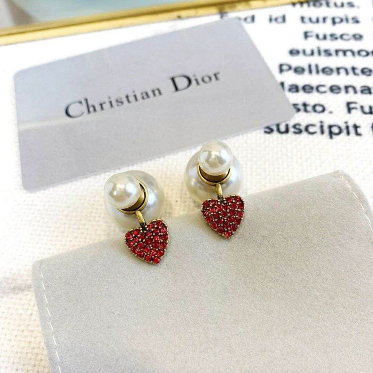 CD HEART PEARL EARRINGS EARRINGS