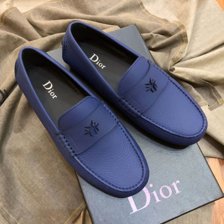 CD BLUE LEATHER MEN MOCCASIN SHOES