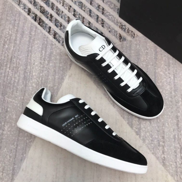 CD SNEAKERS WHITE BLACK LEATHER BLACK SUEDE LEATHER MEN SNEAKERS