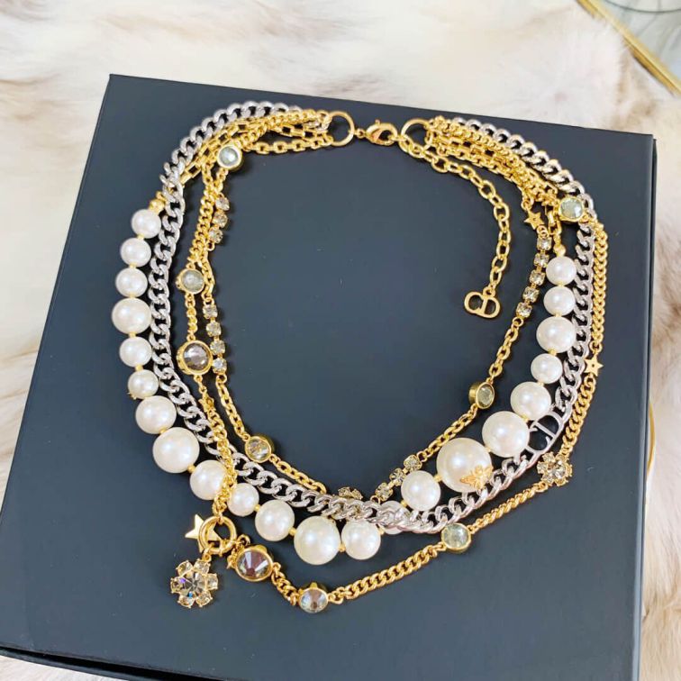 CD PEARL DIAMOND CHAIN NECKLACE