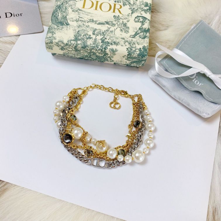 CD PEARL DIAMOND CHAIN BRACELETS