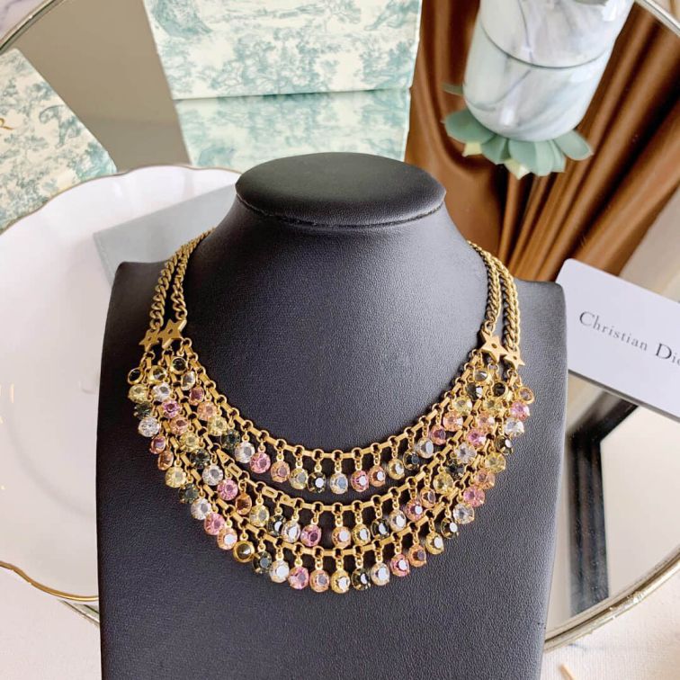 CD 2019SS VINTAGE COLORED DIAMONDS NECKLACE