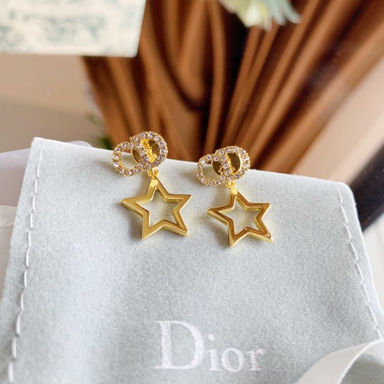 CD 2019SSCD PENTAGRAMS FULL DIAMONDS EARRINGS